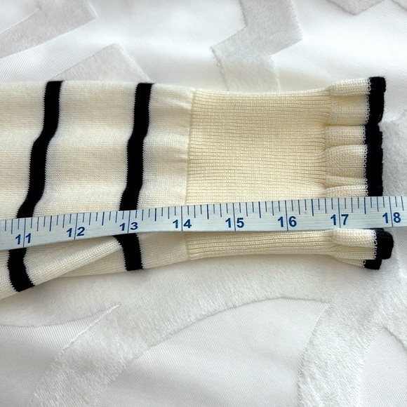Talbots Striped Cream and Black Cardigan Sweater with Front Buttons. Size XL p - Picture 7 of 11